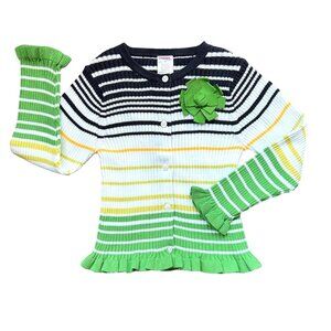 NWT Gymboree Prep Club Line Striped Ribbed Cotton Cardigan Sweater With Bow Size